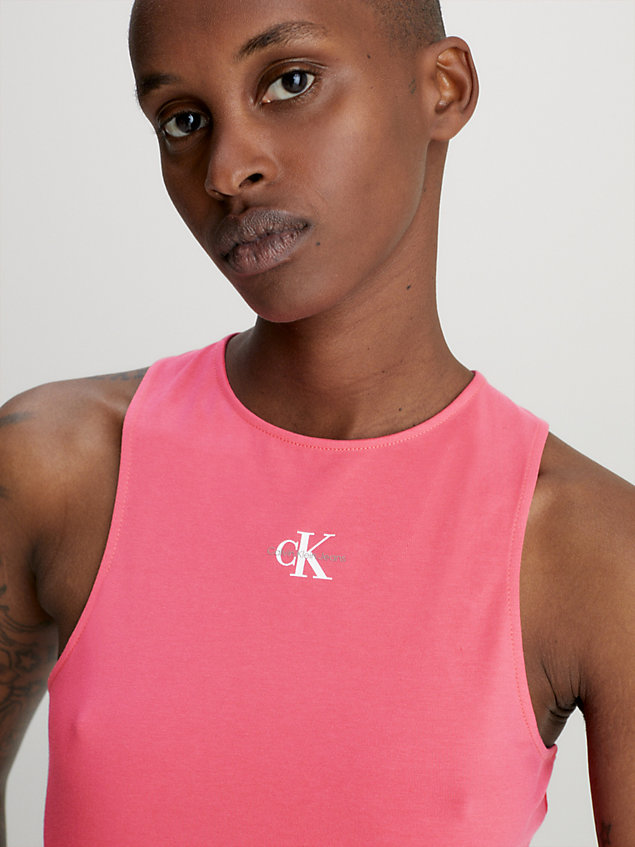 camiseta de tirantes de algodón orgánico pink de mujer calvin klein jeans