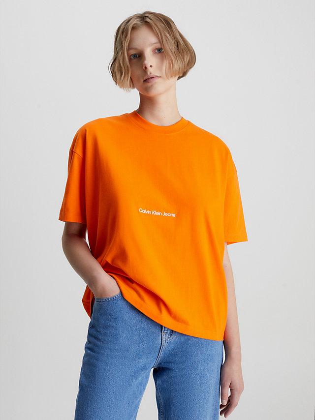 Vibrant Orange Boyfriend T-Shirt Met Logo undefined dames Calvin Klein