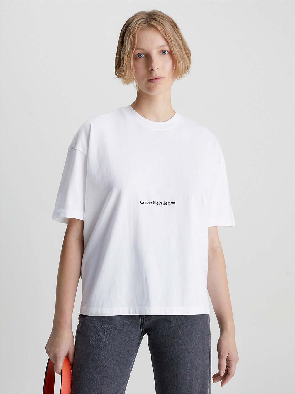 BRIGHT WHITE T-Shirt Boyfriend Avec Logo undefined femmes Calvin Klein
