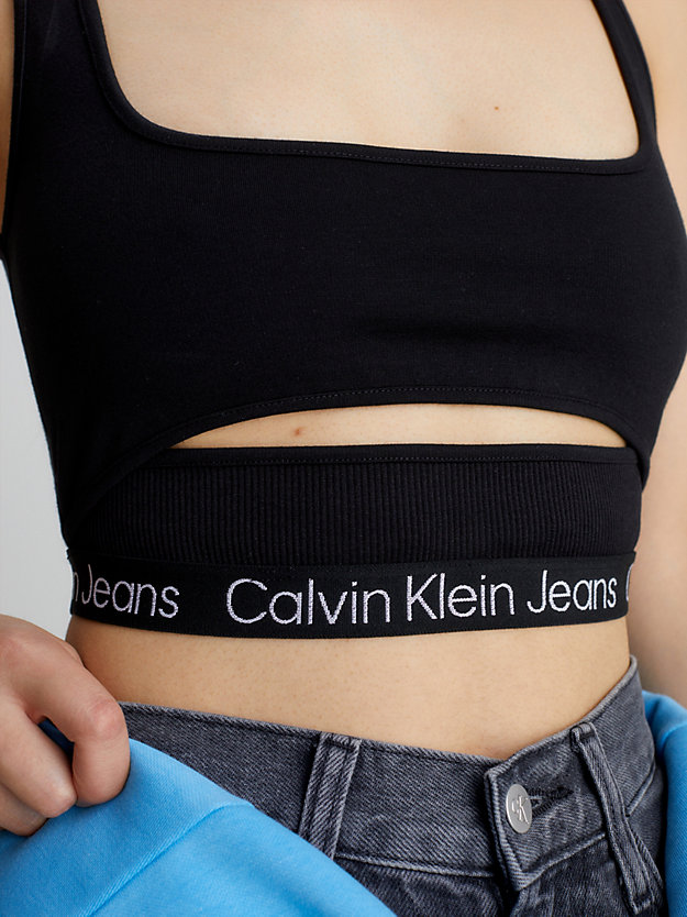 CK BLACK Bralette-Top aus Milano Jersey mit Cutouts für Damen CALVIN KLEIN JEANS