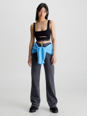 CK BLACK Milano Jersey Cut Out Bralette Top for women CALVIN KLEIN JEANS