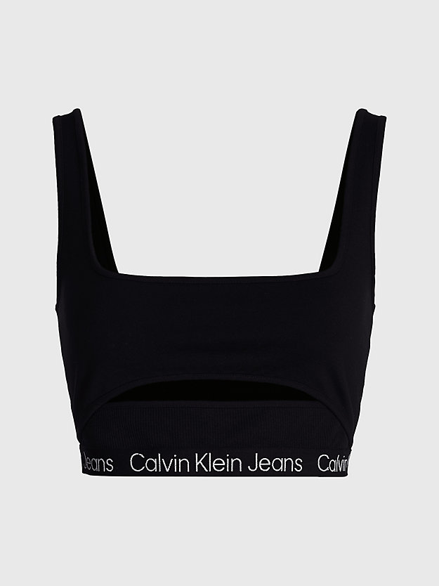 CK BLACK Milano Jersey Cut Out Bralette Top for women CALVIN KLEIN JEANS
