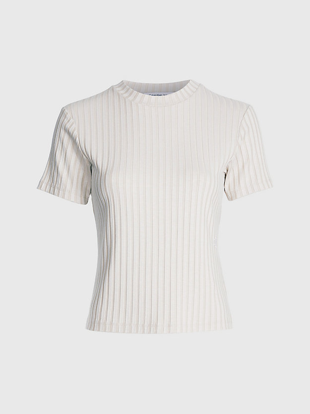 CLASSIC BEIGE T-shirt z dżerseju ściągaczowego dla Kobiety CALVIN KLEIN JEANS
