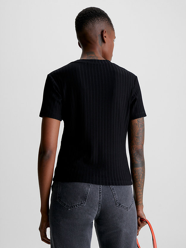 ck black geripptes jersey-t-shirt für damen - calvin klein jeans