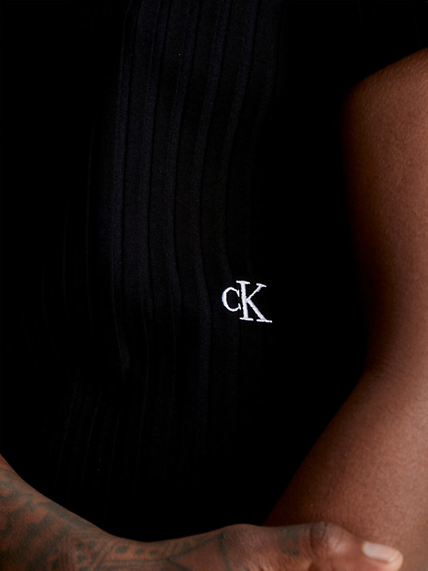 CK BLACK T-shirt van ribjersey voor dames CALVIN KLEIN JEANS