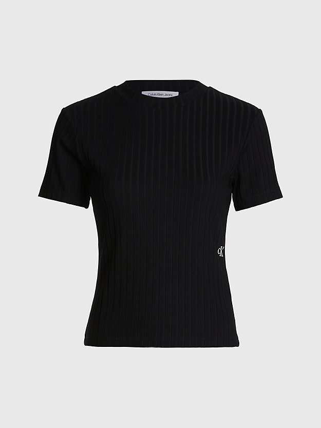 ck black ribbed jersey t-shirt for women calvin klein jeans