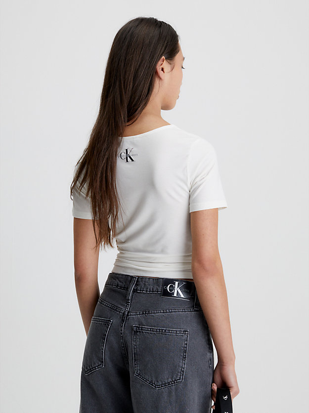 camiseta fruncida con cordón ancient white de mujer calvin klein jeans