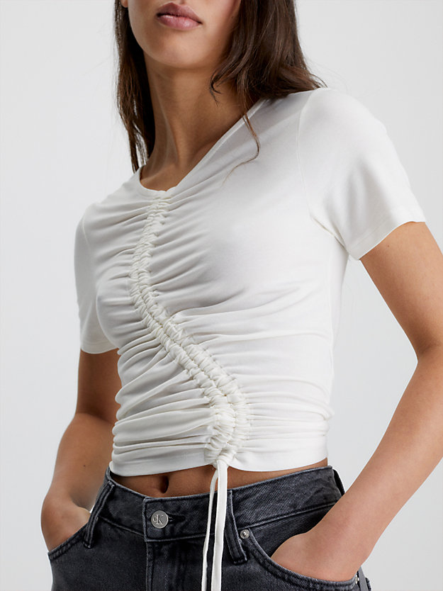 ancient white ruched drawstring t-shirt for women calvin klein jeans