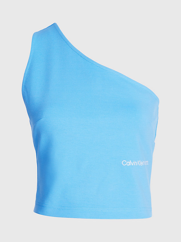 blue one-shoulder-top aus milano-jersey für damen - calvin klein jeans