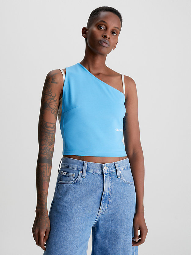 blue crush milano jersey one-shoulder top for women calvin klein jeans