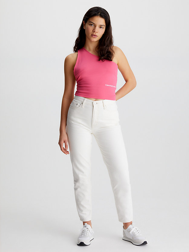 pink flash one-shoulder-top aus milano-jersey für damen - calvin klein jeans
