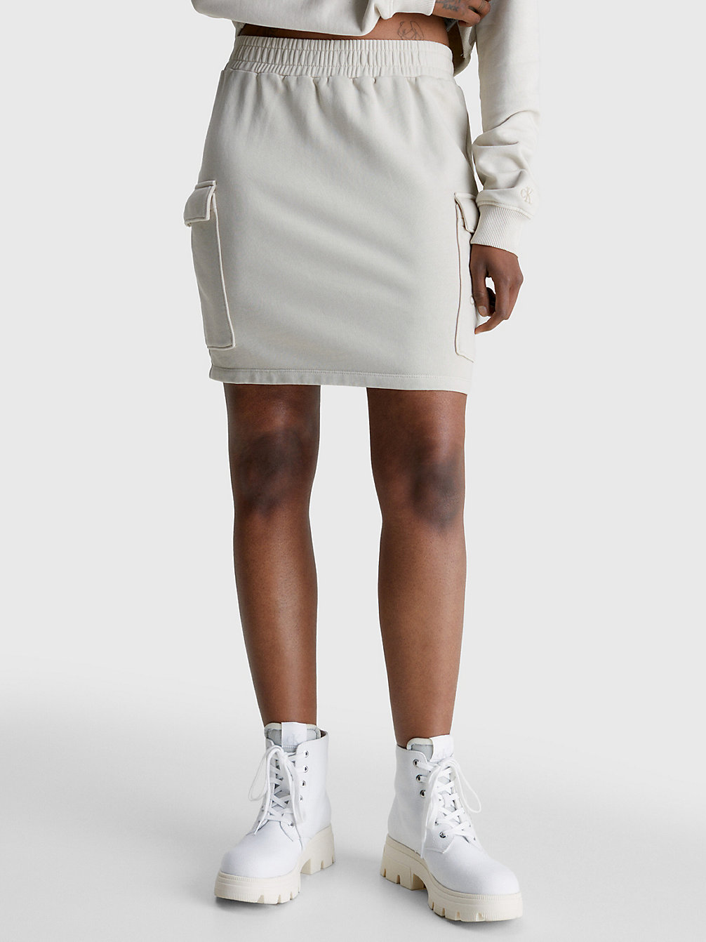 CLASSIC BEIGE Cotton Terry Mini Skirt undefined women Calvin Klein