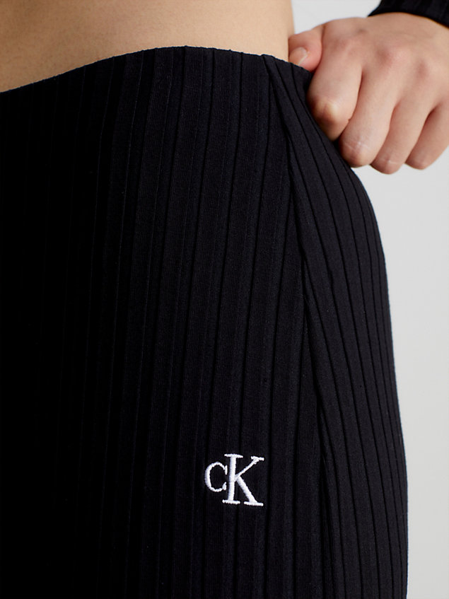 black gerippter minirock mit durchgehendem reißverschluss für damen - calvin klein jeans