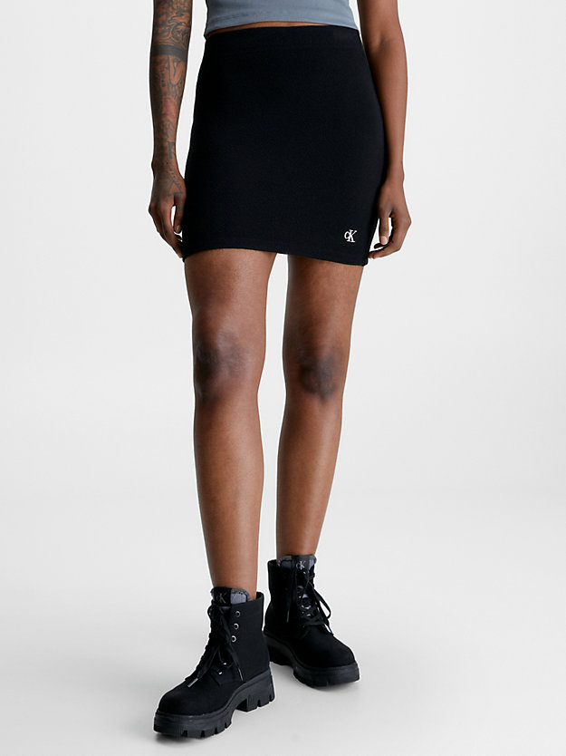 ck black seersucker stretch mini skirt for women calvin klein jeans