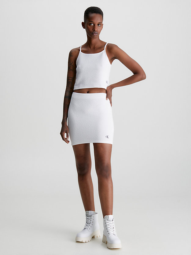 BRIGHT WHITE Seersucker Stretch Mini Skirt for women CALVIN KLEIN JEANS