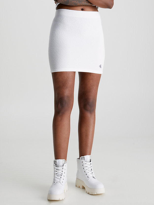 mini-jupe en seersucker élastique bright white pour femmes calvin klein jeans