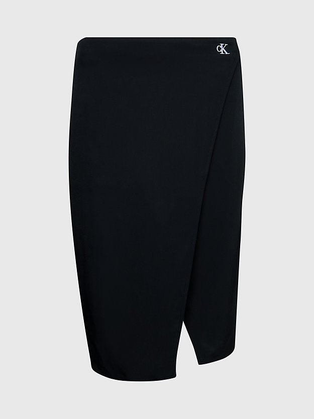 ck black spódnica midi z krepy z wiązaniem w pasie dla kobiety - calvin klein jeans