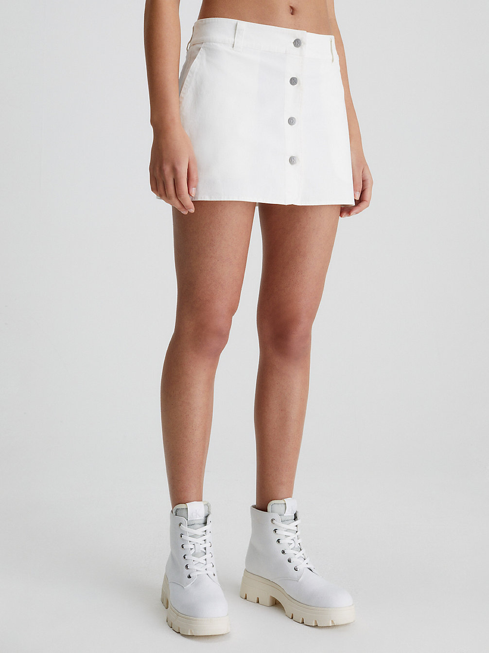 ANCIENT WHITE > Spódnica Micro Mini Z Bawełnianego Płótna > undefined Kobiety - Calvin Klein