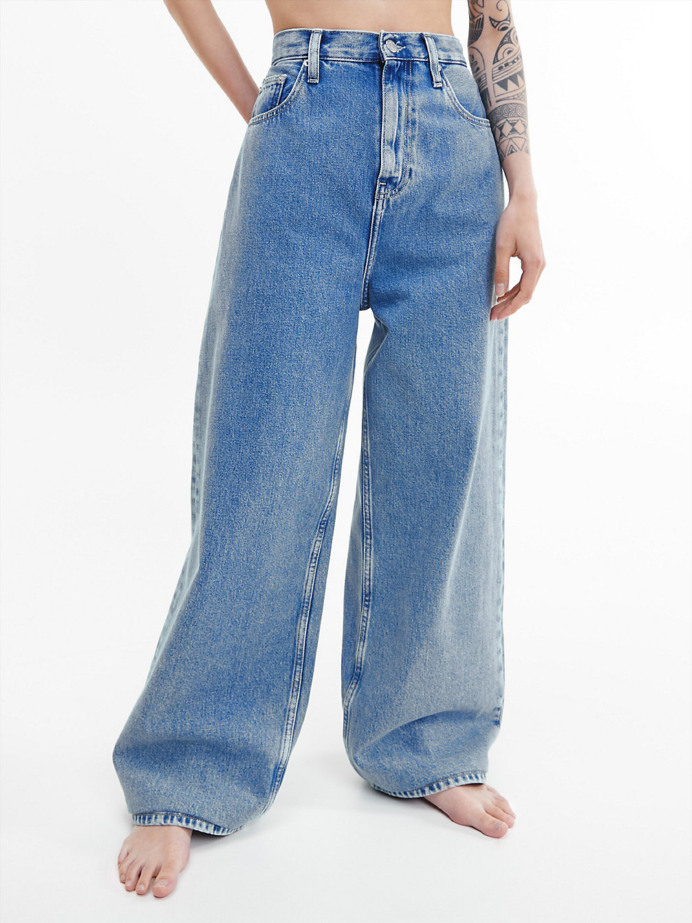 DENIM MEDIUM Petite High Rise Relaxed Jeans undefined dames Calvin Klein