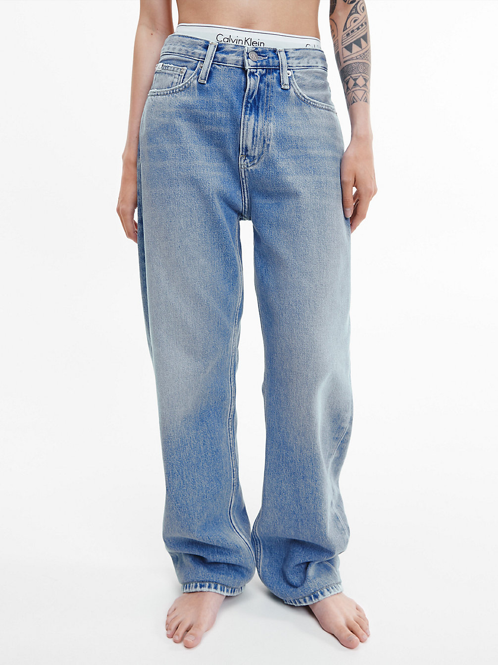 DENIM MEDIUM Petite High Rise Straight Jeans undefined women Calvin Klein