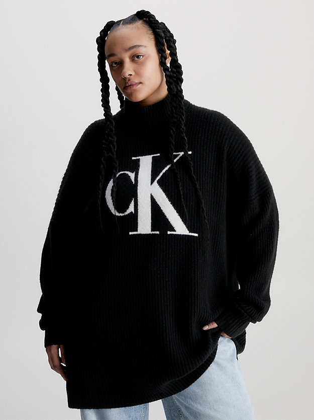 CK BLACK Sweter plus size z monogramem dla Kobiety CALVIN KLEIN JEANS