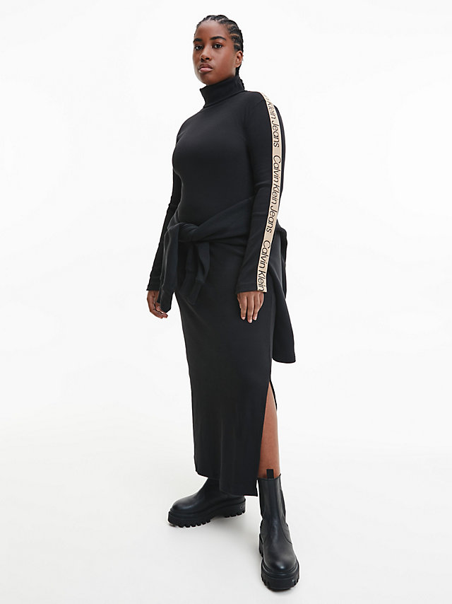 CK Black Robe Longue Grande Taille En Tricot Côtelé undefined femmes Calvin Klein