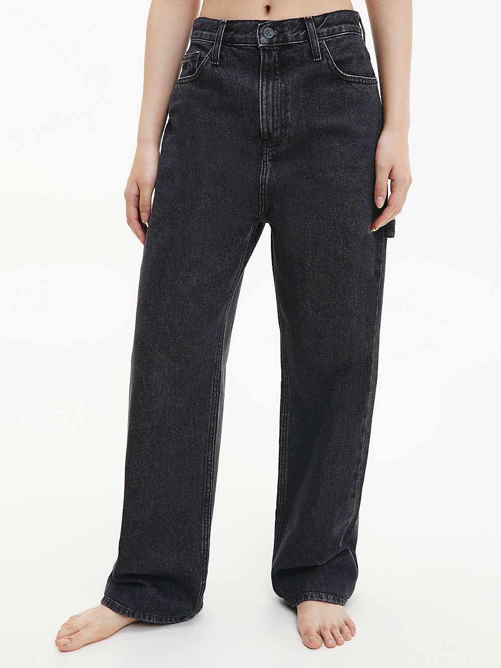 CK BLACK High Rise Relaxed Utility Jeans undefined donna Calvin Klein