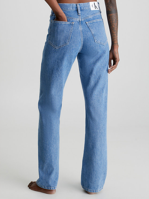 blue high rise straight jeans für damen - calvin klein jeans