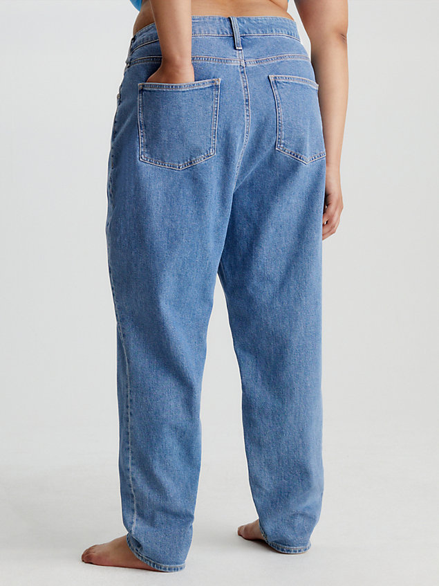 blue grote maat enkellange mom jeans voor dames - calvin klein jeans