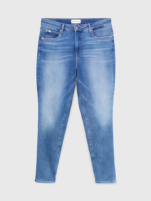blue high rise skinny jeans in großen größen für damen - calvin klein jeans