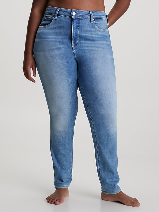 blue plus size high rise skinny jeans for women calvin klein jeans