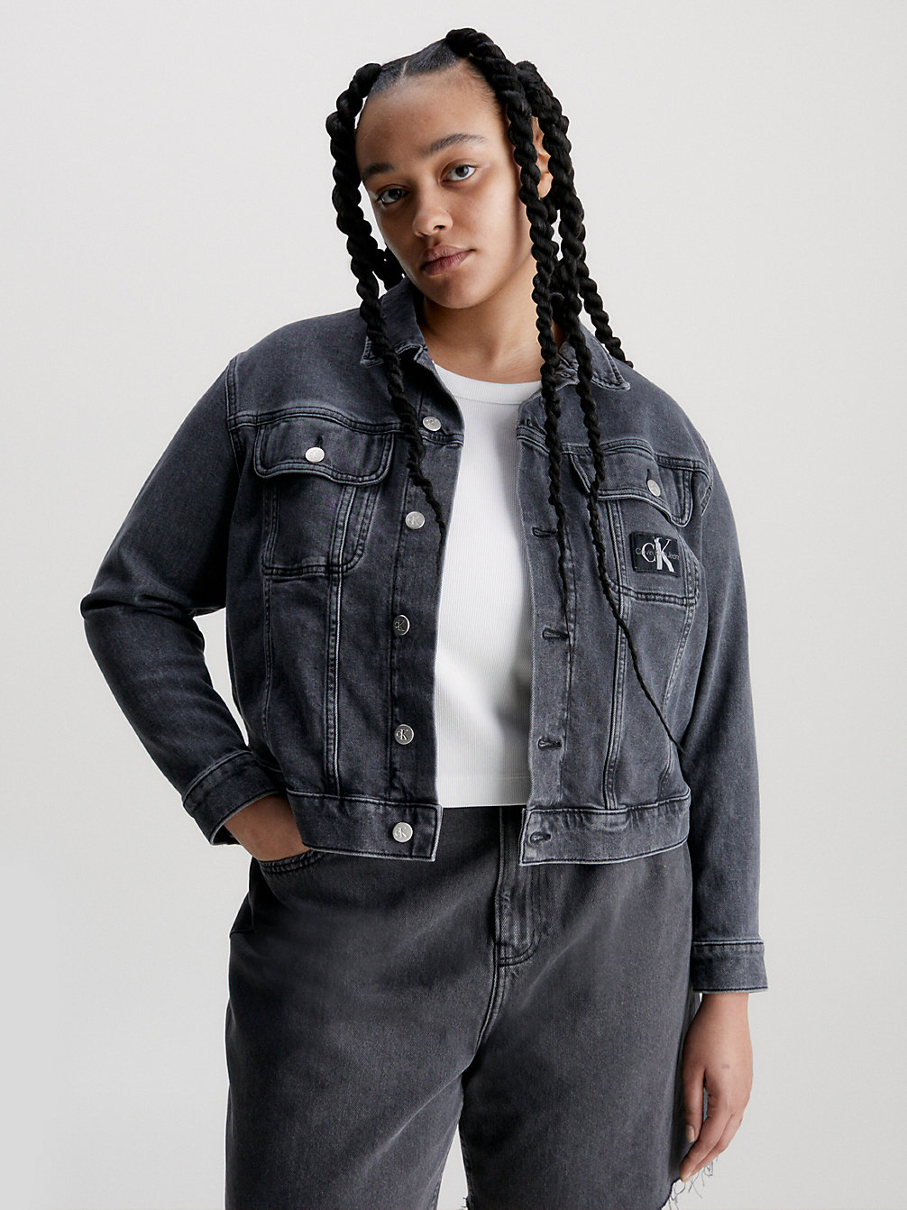 DENIM BLACK Plus Size Denim Jacket undefined women Calvin Klein