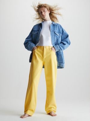 primrose yellow 90's straight jeans for women calvin klein jeans