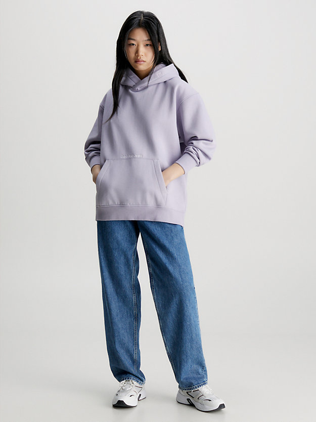 lavender aura luźna bluza z kapturem z logo dla kobiety - calvin klein jeans