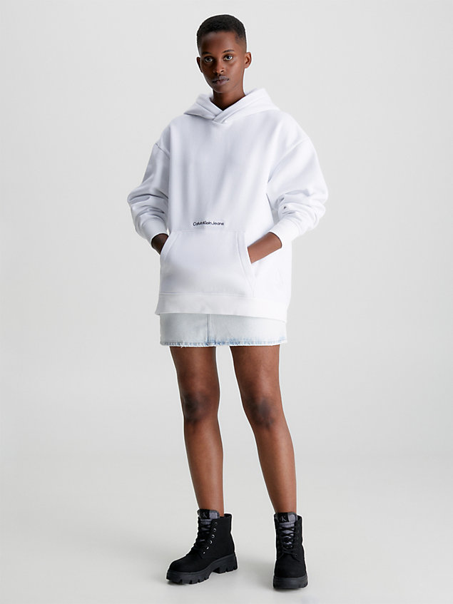 white relaxed hoodie met logo voor dames - calvin klein jeans
