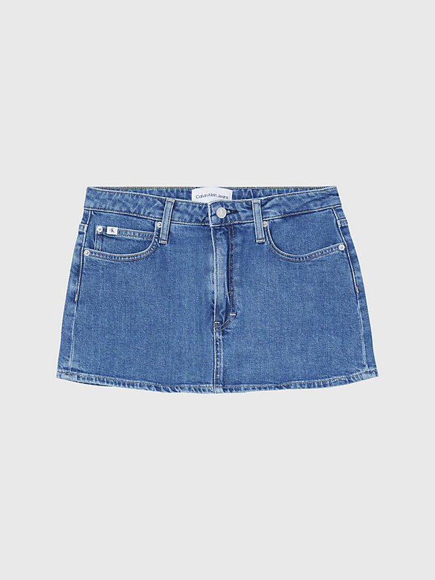 micro-mini-jupe en jean blue pour femmes calvin klein jeans