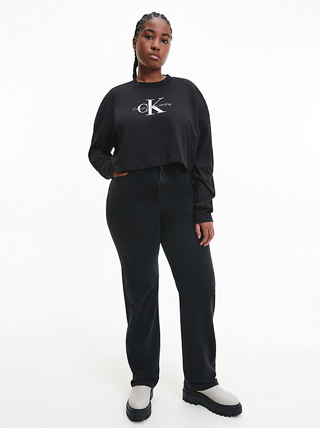 CK BLACK Cropped Long Sleeve Logo T-shirt for women CALVIN KLEIN JEANS