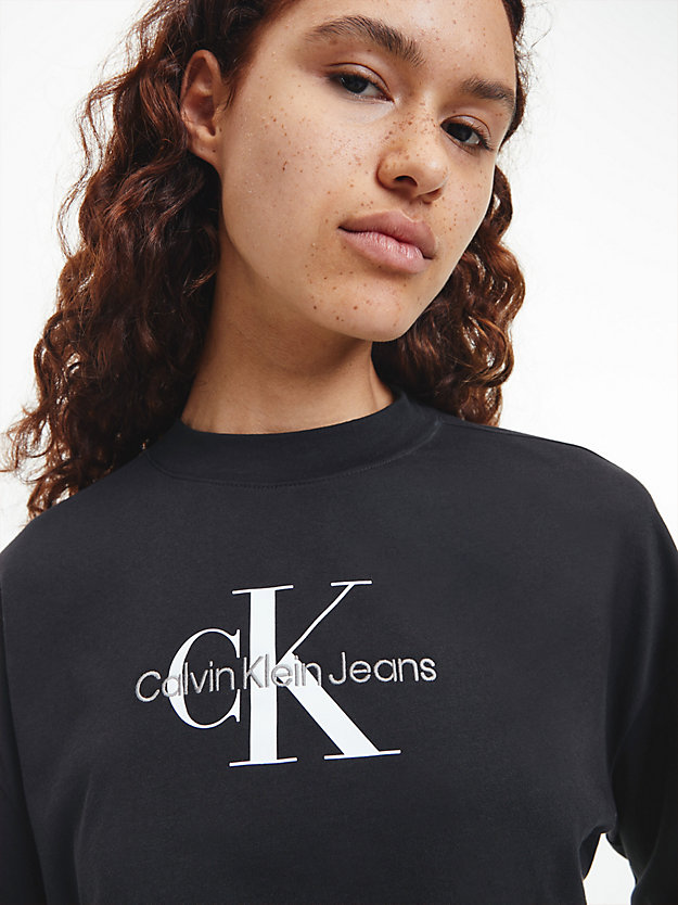 CK BLACK Cropped Long Sleeve Logo T-shirt for women CALVIN KLEIN JEANS