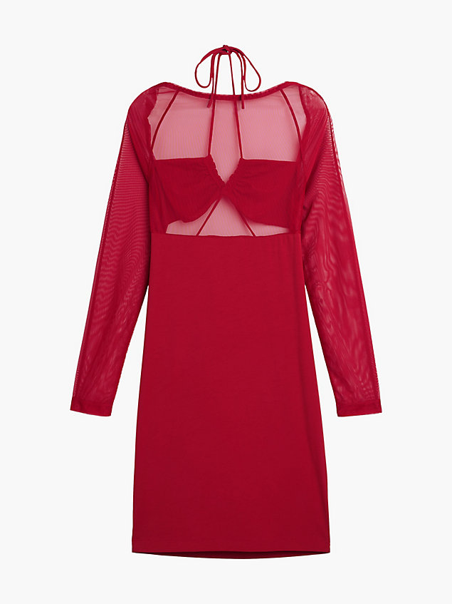 red long sleeve cut out bodycon dress for women calvin klein jeans