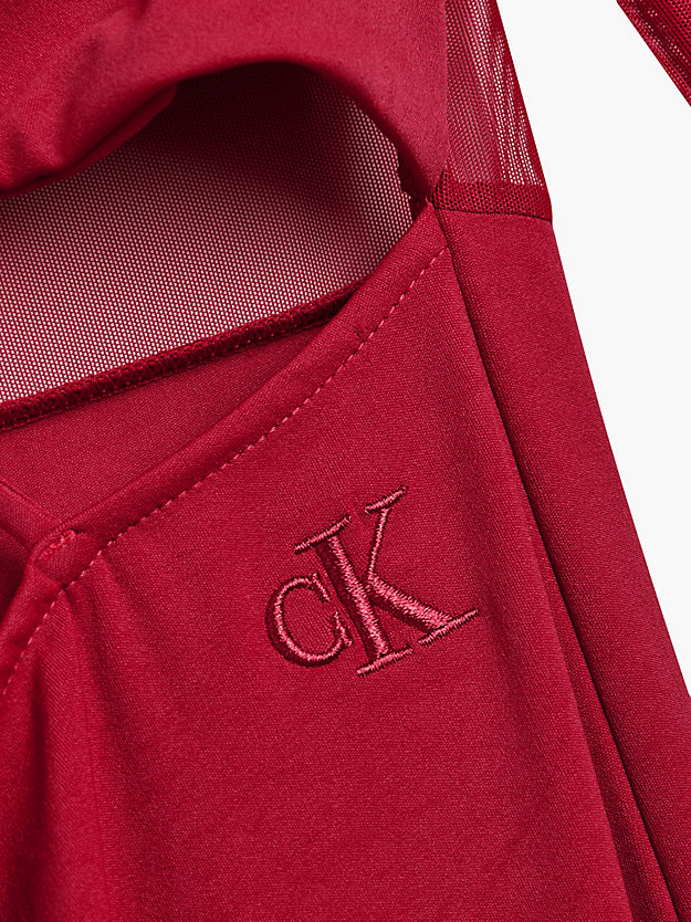 RADIANT RED Robe moulante ajourée à manches longues avec gant for femmes CALVIN KLEIN JEANS