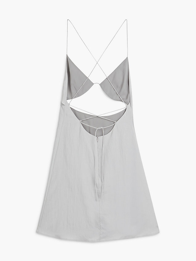 grey hoogglans jurk met spaghettibandjes en uitsnijding voor dames - calvin klein jeans