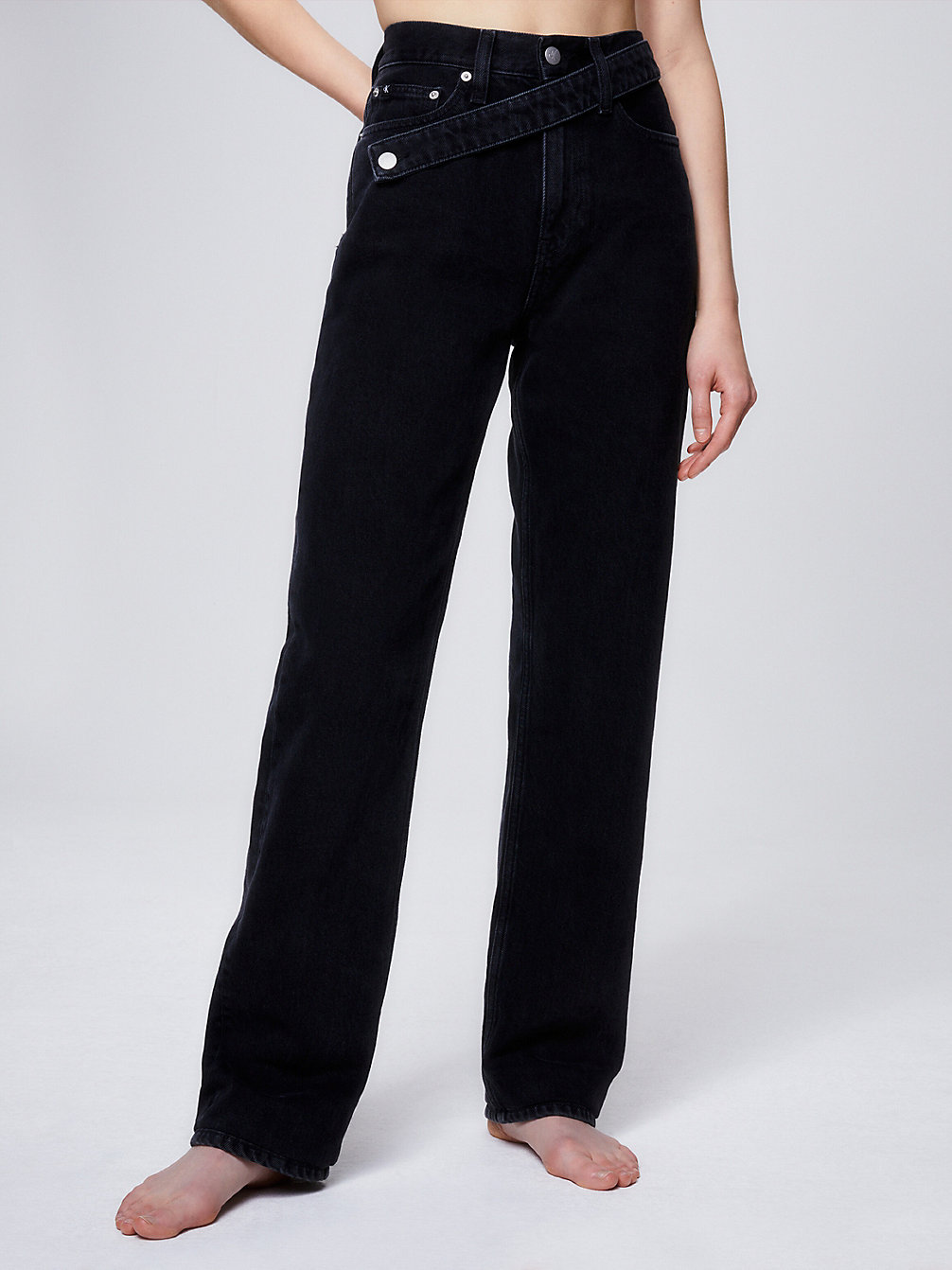DENIM BLACK High Rise Straight Jeans undefined dames Calvin Klein