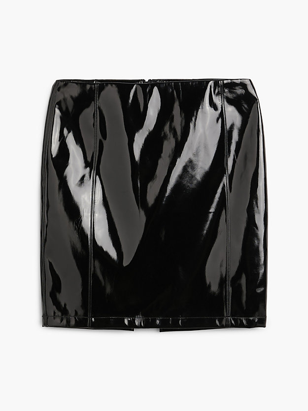 minifalda de piel sintética superbrillante ck black de mujer calvin klein jeans