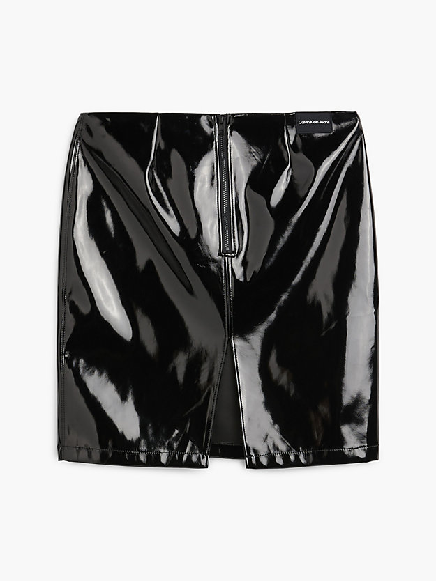 ck black high shine faux leather mini skirt for women calvin klein jeans