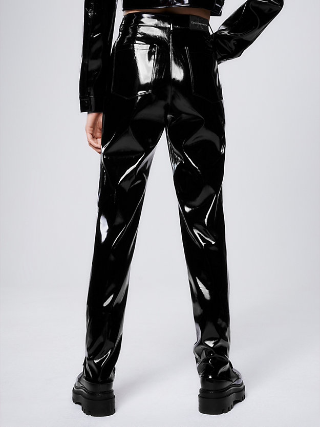 CK BLACK High Shine Faux Leather Trousers for women CALVIN KLEIN JEANS