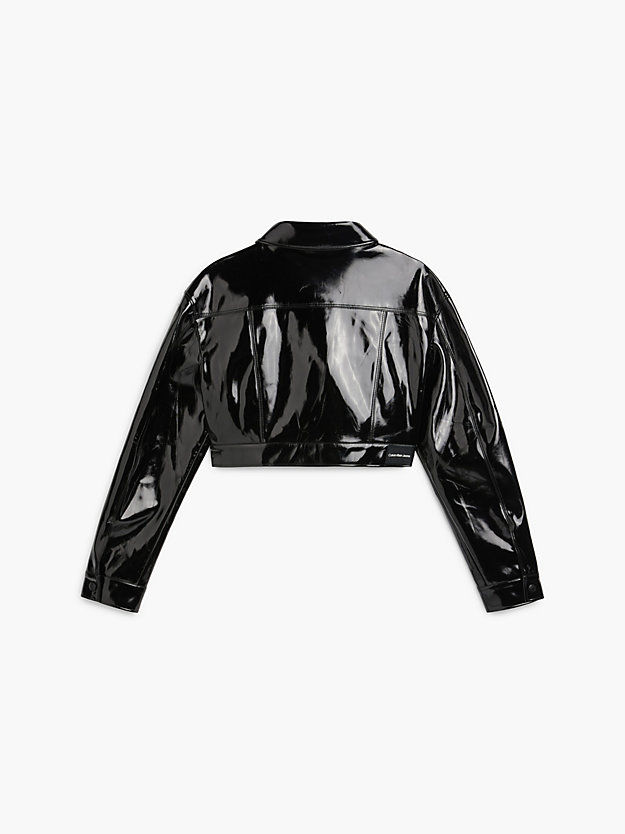 ck black cropped high shine jacket for women calvin klein jeans
