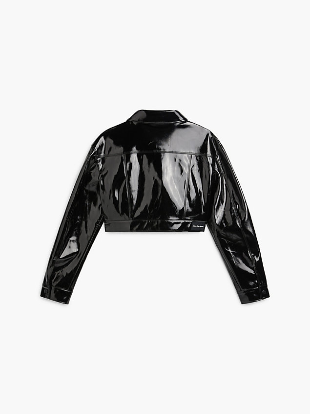 black cropped high shine jacket for women calvin klein jeans