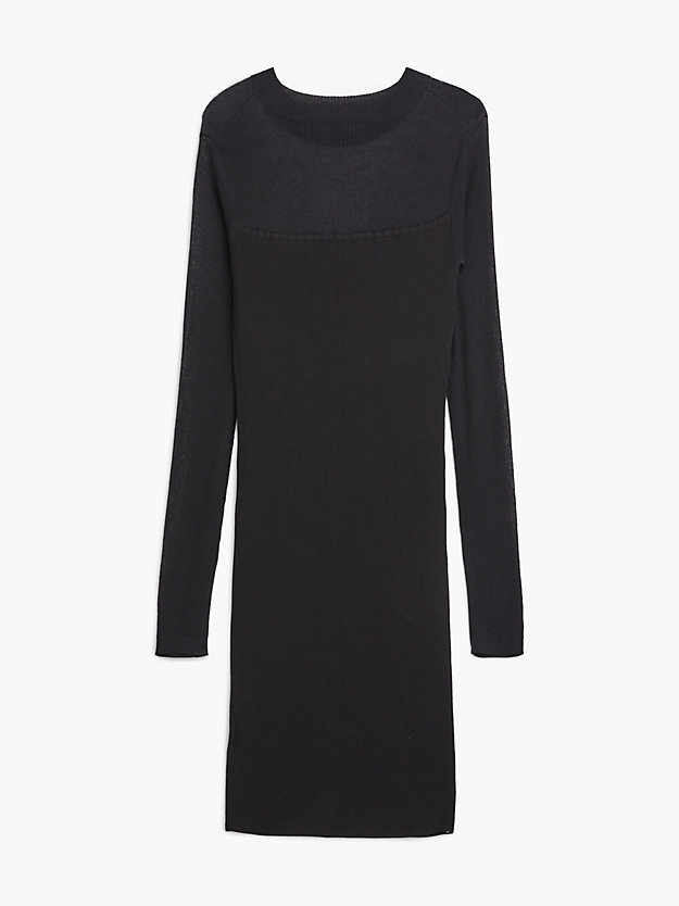 ck black long sleeve knit midi dress for women calvin klein jeans