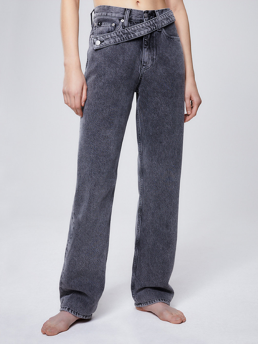 DENIM GREY High Rise Straight Jeans undefined donna Calvin Klein