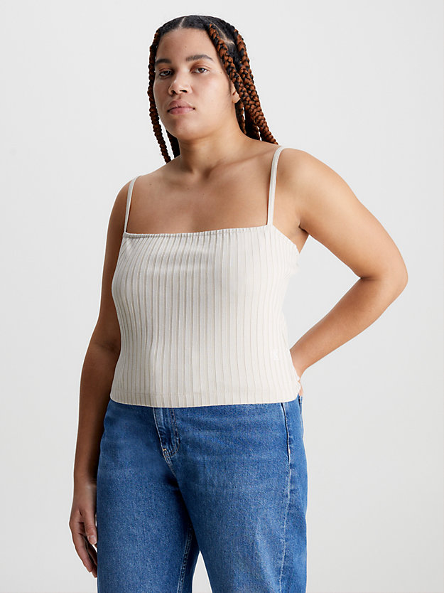 CLASSIC BEIGE Ribbed Jersey Cami Top for women CALVIN KLEIN JEANS